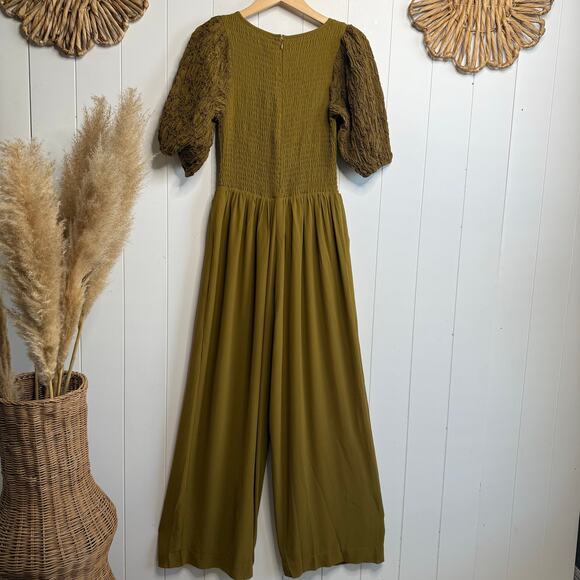 Free People jumpsuit wide-leg puff sleeve smock Small - Picture 6 of 10